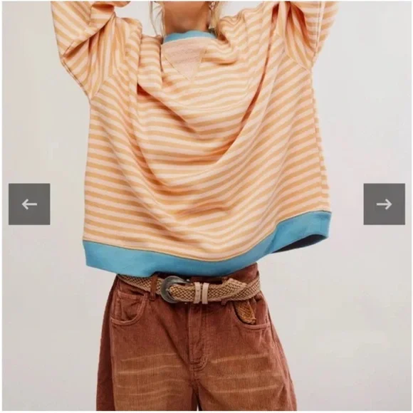 We The Free Striped Classic Crew Size Med Latte Combo NWOT Retail $98 - Picture 3 of 8